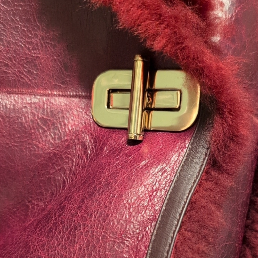 NWT Tommy Hilfiger Leather Shearing Jacket Coat Turkey Oxblood XXXL Peacoat - Picture 6 of 15